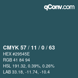 Código de color: CMYK 57 / 11 / 0 / 63 | qconv.com