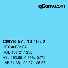 Color code: CMYK 57 / 13 / 0 / 2 | qconv.com