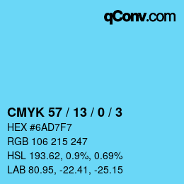 Color code: CMYK 57 / 13 / 0 / 3 | qconv.com