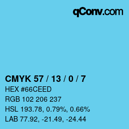 Color code: CMYK 57 / 13 / 0 / 7 | qconv.com