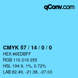 カラーコード: CMYK 57 / 14 / 0 / 0 | qconv.com