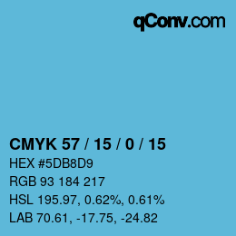 カラーコード: CMYK 57 / 15 / 0 / 15 | qconv.com