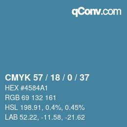 Código de color: CMYK 57 / 18 / 0 / 37 | qconv.com