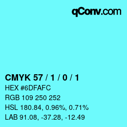 Color code: CMYK 57 / 1 / 0 / 1 | qconv.com