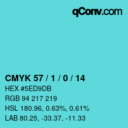 Color code: CMYK 57 / 1 / 0 / 14 | qconv.com