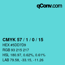 Color code: CMYK 57 / 1 / 0 / 15 | qconv.com