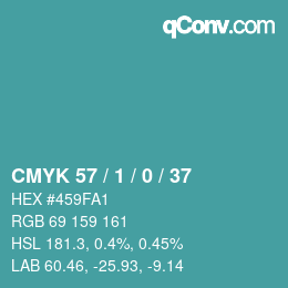 カラーコード: CMYK 57 / 1 / 0 / 37 | qconv.com