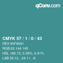 Color code: CMYK 57 / 1 / 0 / 43 | qconv.com