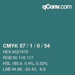 Color code: CMYK 57 / 1 / 0 / 54 | qconv.com