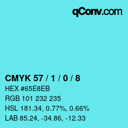 Color code: CMYK 57 / 1 / 0 / 8 | qconv.com