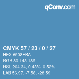 颜色代码: CMYK 57 / 23 / 0 / 27 | qconv.com
