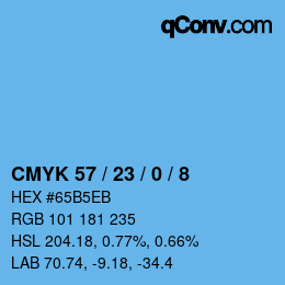 カラーコード: CMYK 57 / 23 / 0 / 8 | qconv.com