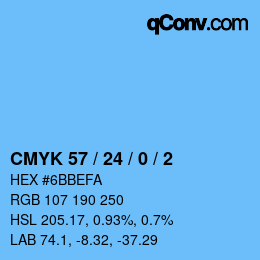 カラーコード: CMYK 57 / 24 / 0 / 2 | qconv.com