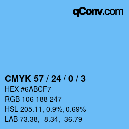 カラーコード: CMYK 57 / 24 / 0 / 3 | qconv.com