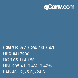 カラーコード: CMYK 57 / 24 / 0 / 41 | qconv.com