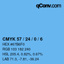 颜色代码: CMYK 57 / 24 / 0 / 6 | qconv.com