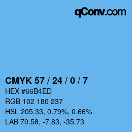 Color code: CMYK 57 / 24 / 0 / 7 | qconv.com
