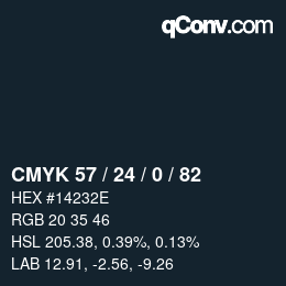カラーコード: CMYK 57 / 24 / 0 / 82 | qconv.com
