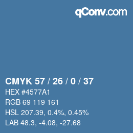 カラーコード: CMYK 57 / 26 / 0 / 37 | qconv.com
