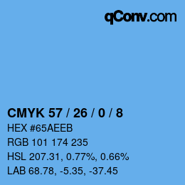 カラーコード: CMYK 57 / 26 / 0 / 8 | qconv.com