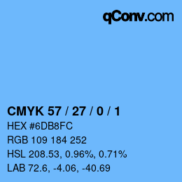 Farbcode: CMYK 57 / 27 / 0 / 1 | qconv.com