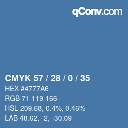 Color code: CMYK 57 / 28 / 0 / 35 | qconv.com
