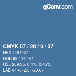Color code: CMYK 57 / 28 / 0 / 37 | qconv.com