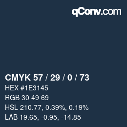 Farbcode: CMYK 57 / 29 / 0 / 73 | qconv.com