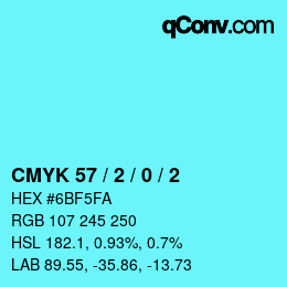 カラーコード: CMYK 57 / 2 / 0 / 2 | qconv.com