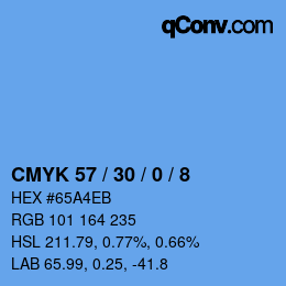 カラーコード: CMYK 57 / 30 / 0 / 8 | qconv.com
