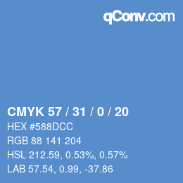 Color code: CMYK 57 / 31 / 0 / 20 | qconv.com