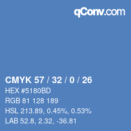 カラーコード: CMYK 57 / 32 / 0 / 26 | qconv.com