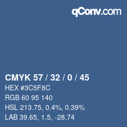 Color code: CMYK 57 / 32 / 0 / 45 | qconv.com