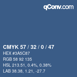 Color code: CMYK 57 / 32 / 0 / 47 | qconv.com