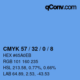 カラーコード: CMYK 57 / 32 / 0 / 8 | qconv.com