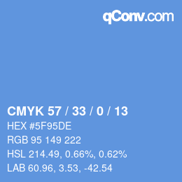 カラーコード: CMYK 57 / 33 / 0 / 13 | qconv.com
