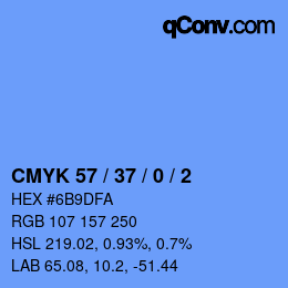 カラーコード: CMYK 57 / 37 / 0 / 2 | qconv.com