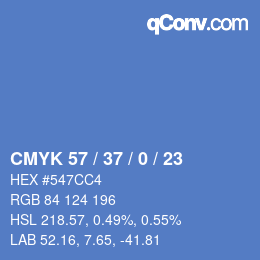 Color code: CMYK 57 / 37 / 0 / 23 | qconv.com