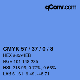 颜色代码: CMYK 57 / 37 / 0 / 8 | qconv.com