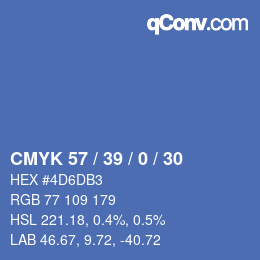 カラーコード: CMYK 57 / 39 / 0 / 30 | qconv.com