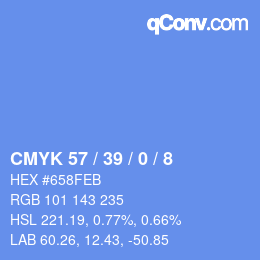 カラーコード: CMYK 57 / 39 / 0 / 8 | qconv.com