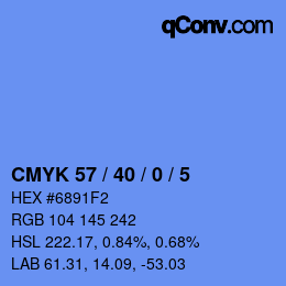 カラーコード: CMYK 57 / 40 / 0 / 5 | qconv.com