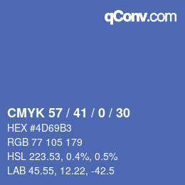 カラーコード: CMYK 57 / 41 / 0 / 30 | qconv.com