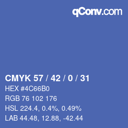 颜色代码: CMYK 57 / 42 / 0 / 31 | qconv.com