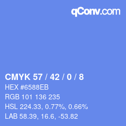 Color code: CMYK 57 / 42 / 0 / 8 | qconv.com
