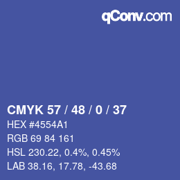 Código de color: CMYK 57 / 48 / 0 / 37 | qconv.com