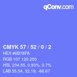 颜色代码: CMYK 57 / 52 / 0 / 2 | qconv.com