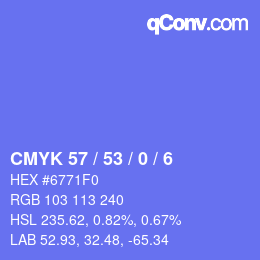 颜色代码: CMYK 57 / 53 / 0 / 6 | qconv.com