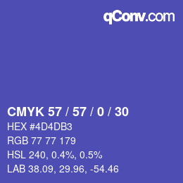 Farbcode: CMYK 57 / 57 / 0 / 30 | qconv.com