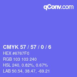 Code couleur: CMYK 57 / 57 / 0 / 6 | qconv.com